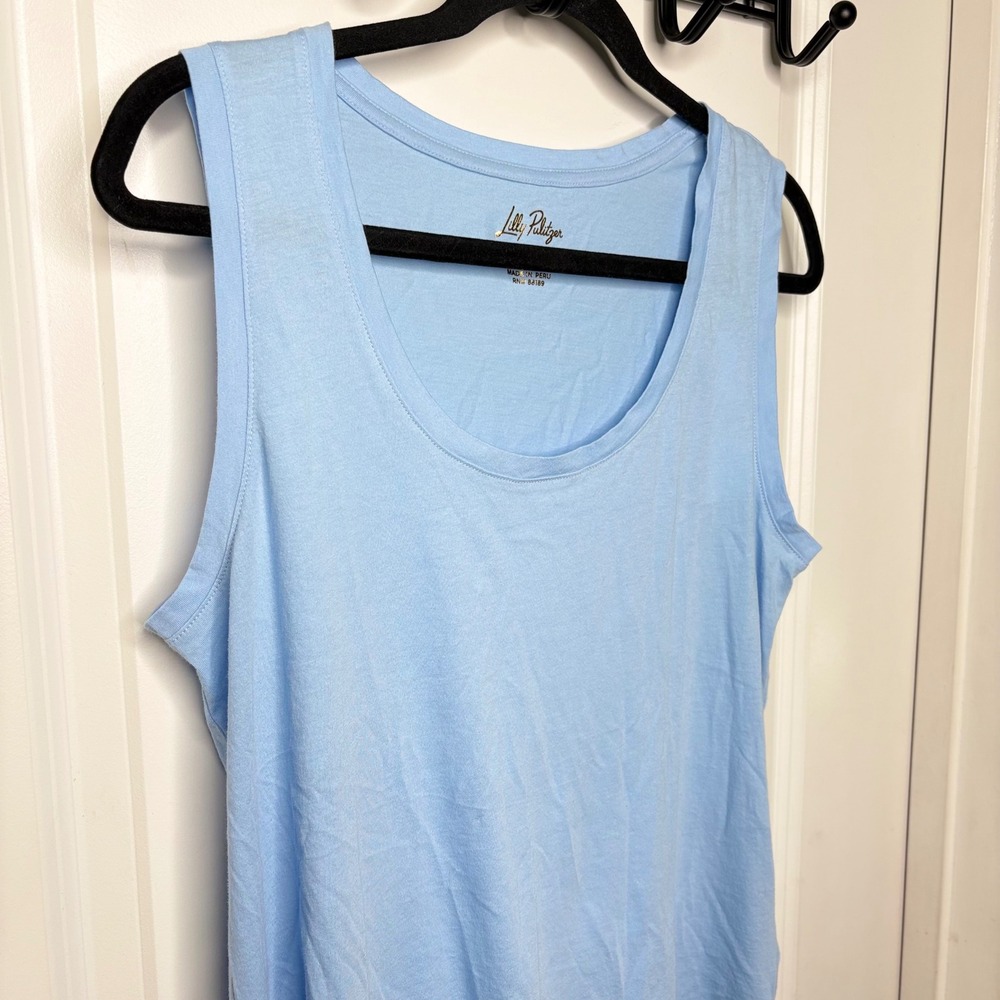 $58 Lilly Pulitzer Meredith Tank Blue Cotton Top Quiet Luxury Minimalist NEW NWT